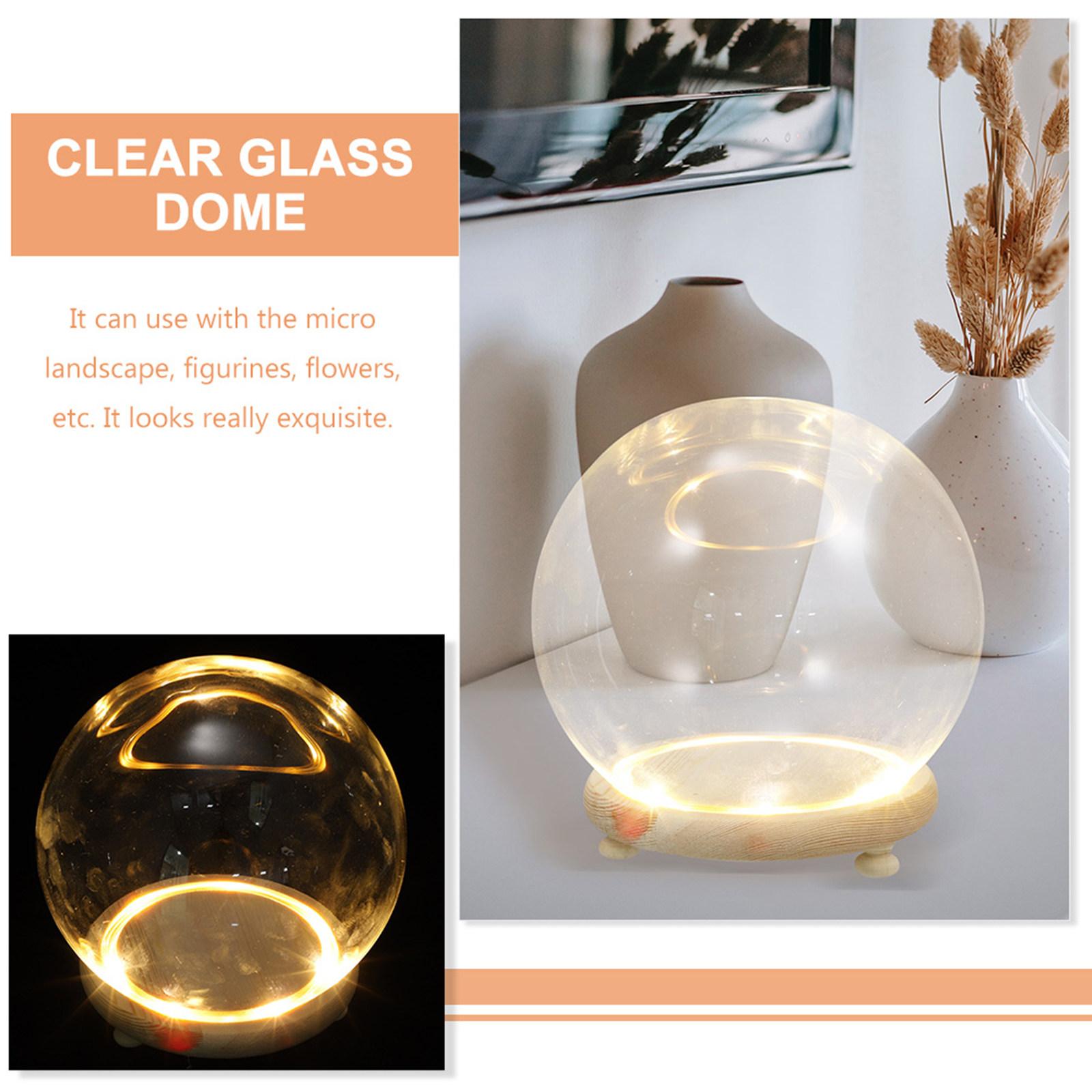 Glazen kap met houten voet, vo - Plastic Dome Clear recensie en prijs